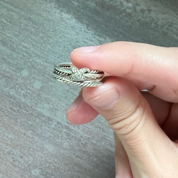 David Yurman x crossover band with pave diamonds size 6 - Picture 4 of 6